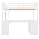 Loft Bed With Drawers, Cabinet, Shelves With Desk