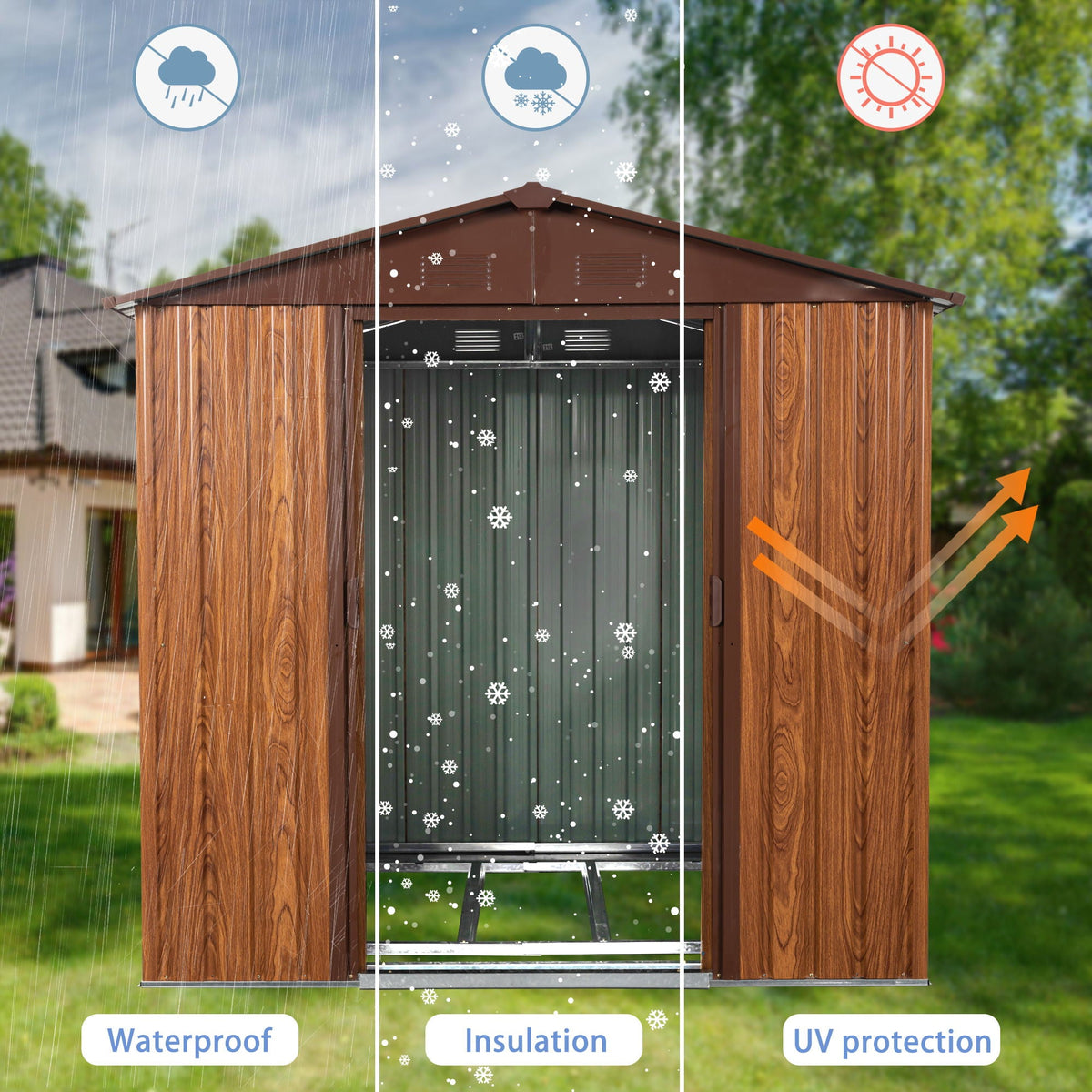 Outdoor Metal Storage Shed With Floor Base, photo 28 of 40