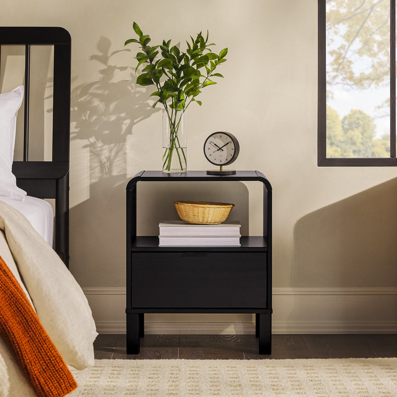 Elias Modern Curved-Frame Solid Wood Nightstand