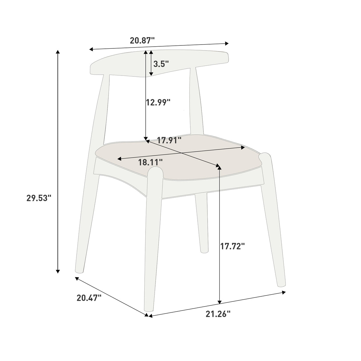 Set of 2 Rubberwood Dining Chairs, photo 8 of 11