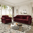 Upholstered Sofa Set With Nailhead Trim And Rolled Armrests, Includes Pillows