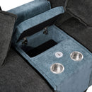 Sectional Sofa With Removable Ottomans, USB Ports, Cup Holders & Storage - Gray / Light Blue by HouseOfZazla
