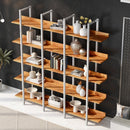 5 Tier Bookcase Home Office Open Bookshelf, Vintage Industrial Style Shelf, MDF Board, White Metal Frame, Brown