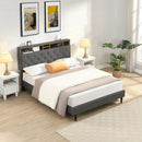 Modern Upholstered Platform Bed Frame With Button Tufted Headboard And USB Ports by Unique Piece Furniture