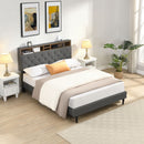 Modern Upholstered Platform Bed Frame With Button Tufted Headboard And USB Ports by HouseOfZazla