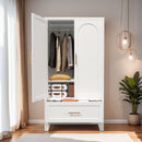 Wardrobe Cabinet With 1 Drawer And Hanging Rod, 2 Doors Closet With Shelf For Bedroom - White by Unique Piece Furniture