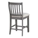 5-Piece Counter Height Dining Table Set in 2 Table Sizes with 4 Folding Leaves and 4 Upholstered Chairs for Dining Room (Gray+Beige Cushion)