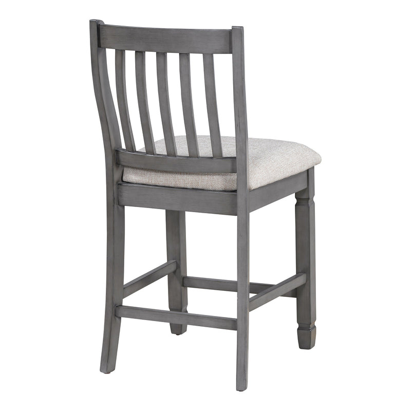 5-Piece Counter Height Dining Table Set in 2 Table Sizes with 4 Folding Leaves and 4 Upholstered Chairs for Dining Room (Gray+Beige Cushion)