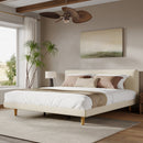 Beige Chunky Headboard Bed Frame, King by HouseOfZazla