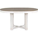 5-Piece Dining Table Set, Two-Size Round To Oval Extendable Butterfly Leaf Wood Dining Table and 4 Upholstered Dining Chairs with Armrests (Brown+White)