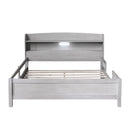 Wood Platform Bed With Built In LED Light, Storage Headboard And Guardrail by HouseOfZazla
