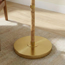 Stellar - Linen Shade Floor Lamp - Gold / Natural Wood / Rattan / White by HouseOfZazla