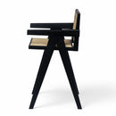 Modern Minimalist Bar Stool With Cane Seat - Black / Natural by HouseOfZazla
