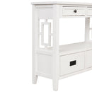 36" Farmhouse Pine Wood Console Table Entry Sofa Table with 4 Drawers & 1 Storage Shelf for Entryway Living Room Bedroom Hallway Kitchen (Antique White)