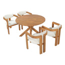 5-Piece Outdoor Acacia Wood Round Dining Set by HouseOfZazla