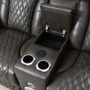 Taddeo - Power Motion Loveseat With Console, Speaker, USB, Wireless Charger & LED - Dark Gray by Unique Piece Furniture