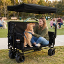 Folding Wagon Cart with Bench Seat & Canopy, 500lbs Capacity