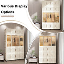 Portable Wardrobe Closet Storage Organizer With 17 Magnetic Doors, 17 Cubes, Hanging Rod & 6 Hangers - Creamy White by HouseOfZazla