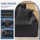Modular Sectional With Arched Armrests, Includes 3 Back Cushions & 2 Throw Pillows by HouseOfZazla