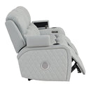 Elonzo - Power Motion Sofa With LED, Power Headrest & Speaker - Light Gray by Unique Piece Furniture