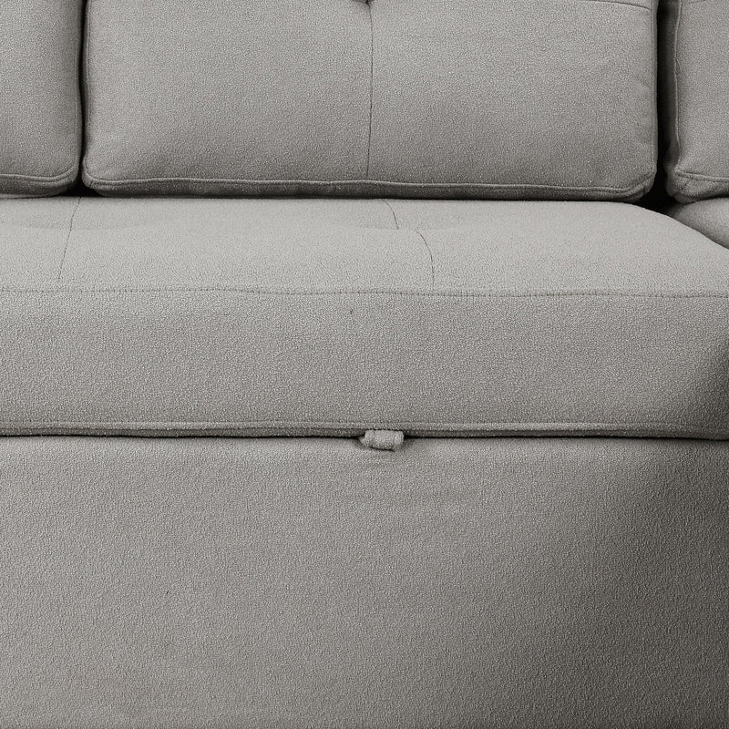 87.4" L-shape Sofa Bed Pull-out Sleeper Sofa with Wheels, USB Ports, Power Sockets for Living Room, Grey