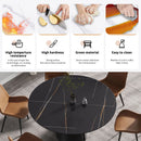 Modern Artificial Stone Round Carbon Steel Base Dining Table, Can Accommodate 6 People - Black / Gold by Unique Piece Furniture