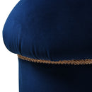Ellen - Upholstered Clover Ottoman With Gold Bullion Fringe - Navy Blue by HouseOfZazla