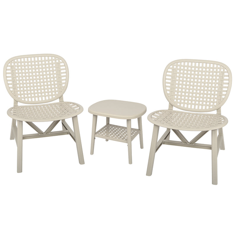 Walker Edison | All Weather 3 Piece Retro Patio Table Chair Set