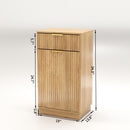 Tilt Out Trash Can Cabinet With Wave Textured Drawer & Pull Out Bin by HouseOfZazla