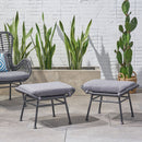 Montana Faux Rattan Outdoor Patio Ottoman with Cushion (Set of 2)