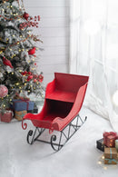 Iron Sleigh Large, Distressed Christmas Santa Sleigh Holiday Decoration by Unique Piece Furniture