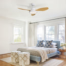 Ceiling Fan With 22W LED Light And Remote Control 6 Speeds Reversible DC Motor For Living Room - White by Unique Piece Furniture