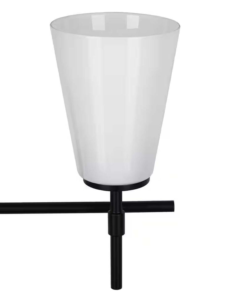 Catalina Pippa 24"W 3-Light Black Finish Vanity Light Fixture with Opal Glass Shades