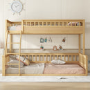 Twin XL over Queen Bunk Bed with Ladder and Guardrails, Natural