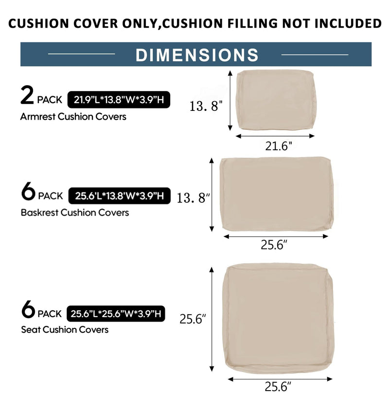 Cushion Covers for 7 Pcs Wicker Rattan Sectional Sofa, photo 6 of 6
