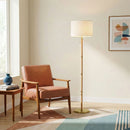 Stellar - Linen Shade Floor Lamp - Gold / Natural Wood / Rattan / White by HouseOfZazla
