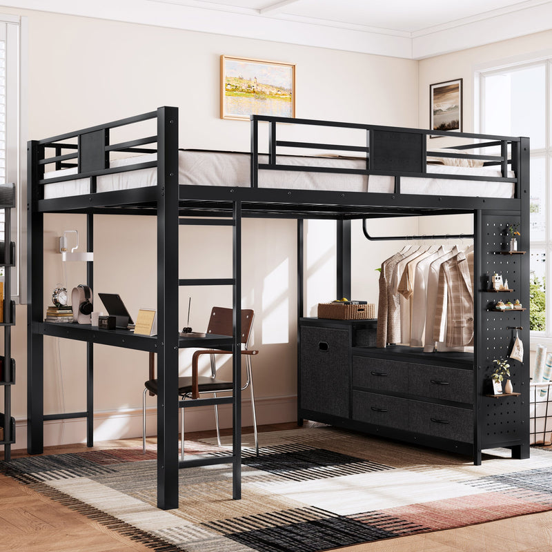 Queen Size Loft Bed with Desk & Shelves, photo 4 of 10