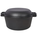 2 In 1 Pre-Seasoned Cast Iron Dutch Oven With Dual Handles, 5 Quart - Black by HouseOfZazla