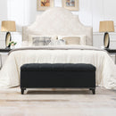 Button-Tufted Storage Ottoman With Safety Close Hinge