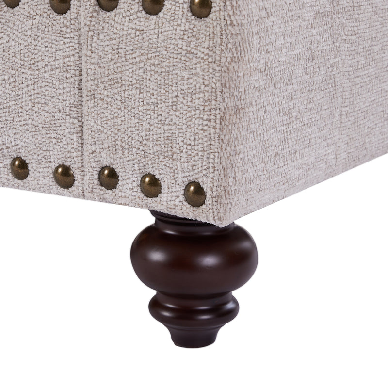 82" Chenille modern Upholstered Sofas 2 Seater Couches with Nails and Armrests (White)