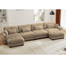 Modern Sectional Sofa With Ottoman, Round Bolster Armrests, Waist And Throw Pillows by HouseOfZazla