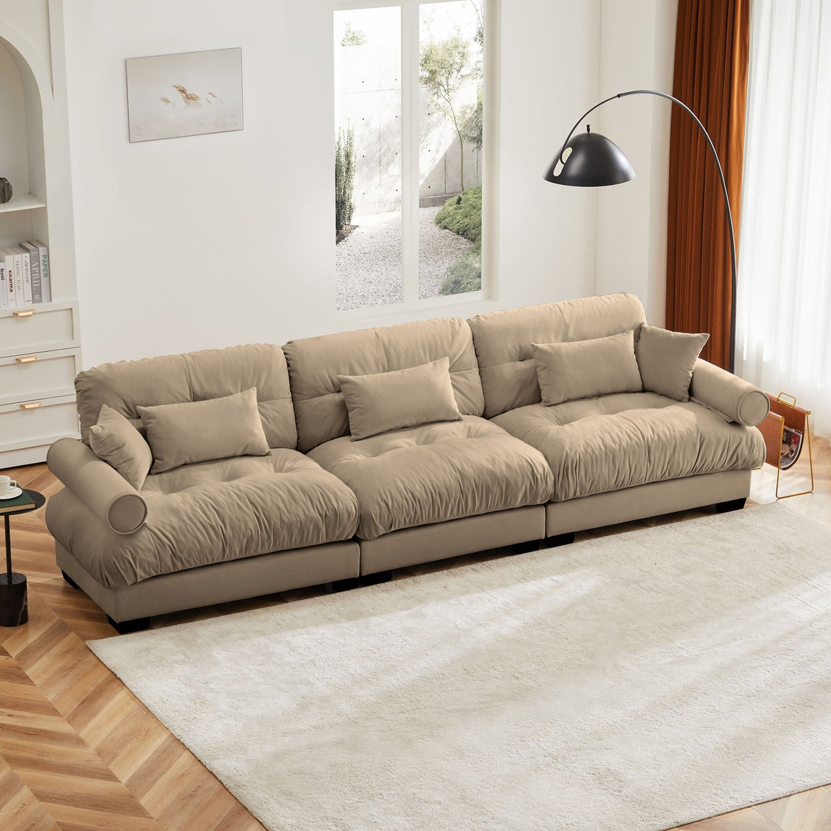 Modern Oversize Sofa With Cloud Like Comfort, Featuring Waist And Throw Pillows, photo 22 of 28
