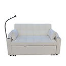Modern Loveseat Futon Sofa With Pullout Bed, Adjustable Reclining Backrest, Toss Pillows by HouseOfZazla