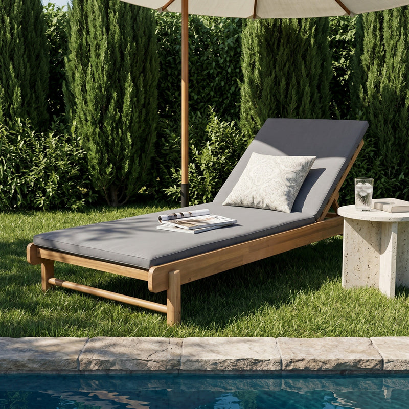 Light Teak Acacia Wood Chaise Lounge Set