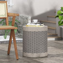 Outdoor Lightweight End Table Round Concrete - Natural by HouseOfZazla