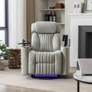 270° Power Swivel Recliner Home Theater Chair With Hidden Arm Storage, LED Light, Cup Holder, And Tray Table by HouseOfZazla