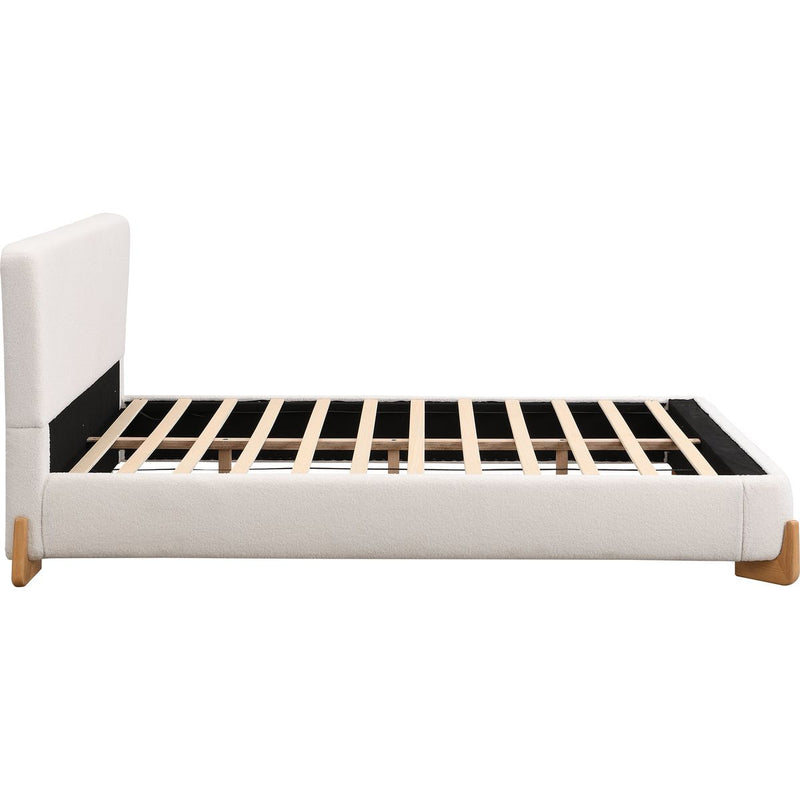 Elegant Boucle Upholstered Bed, A Luxurious and Comfortable Bedroom Centerpiece, King Size, White