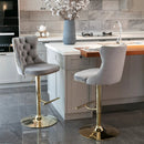 A&A Furniture,Golden Swivel Velvet Barstools Adjusatble Seat Height from 25-33 Inch, Modern Upholstered Bar Stools with Backs Comfortable Tufted for Home Pub and Kitchen Island（Gray,Set of 2） by Montret