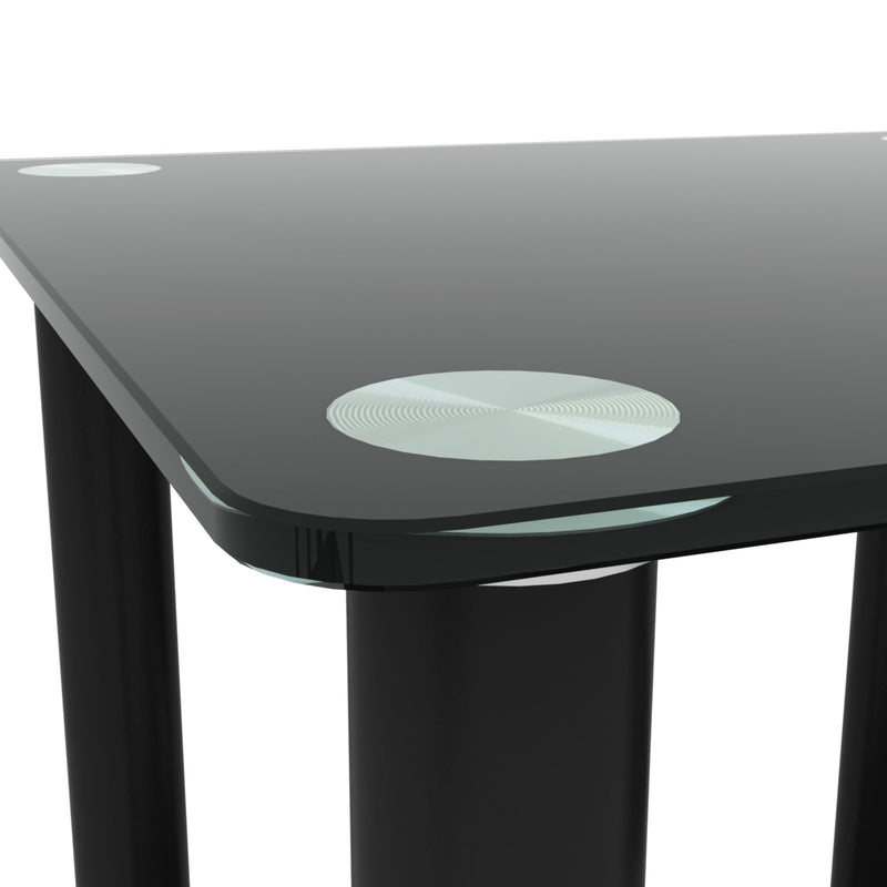 2-Piece Black Side Table, 2-Tier Space End Table, Modern Night Stand, Sofa table, Side Table with Storage Shelve