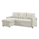 78.75" Reclining Sofa, Pull-Out Sofa Bed with USB and tape-c charging ports, L-Shaped Sectional Sofa with Reclining Storage and Arm Side Organizer Pocket Features, Living Room Comfort Sofa